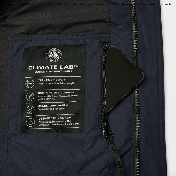 ARITZIA Golden The Powder Parka Mid-length Premium Down Coldstop Jacket Navy S - Picture 4 of 15